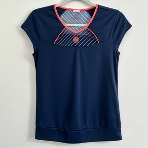 Adidas Womens Roland Garros Paris Cap Sleeve Top in Navy Blue size Small Mesh